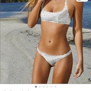 Pilyq SET NWT Star white and Gold Bikini seamless reversible